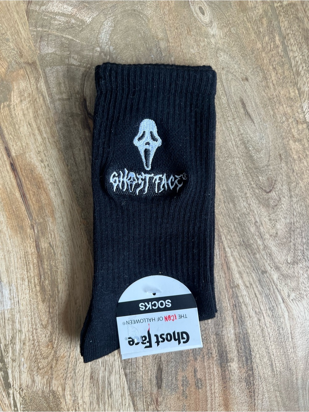 Ghost Face Black Women’s Crew Socks with White Logo